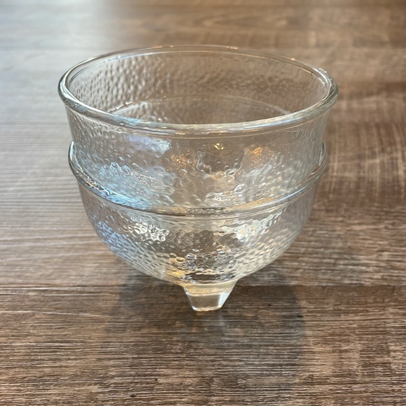 Set of 2 Vintage Crisa Libbey Pebble Texture Footed Glass Serving Bowls - Picture 10 of 10